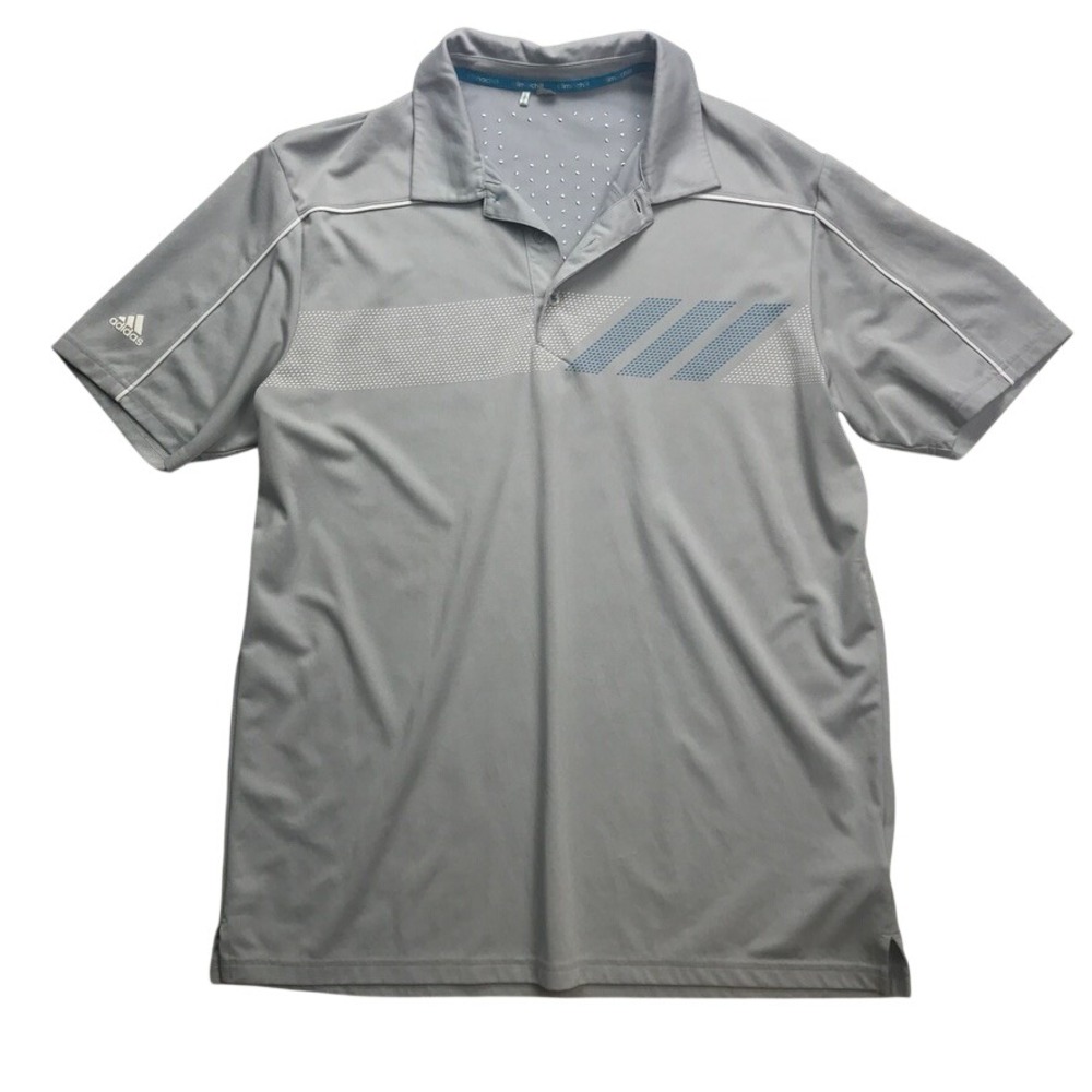 Adidas Mens Golf Polo Shirt Gray Short Sleeve Performance Athletic‎ Size Large